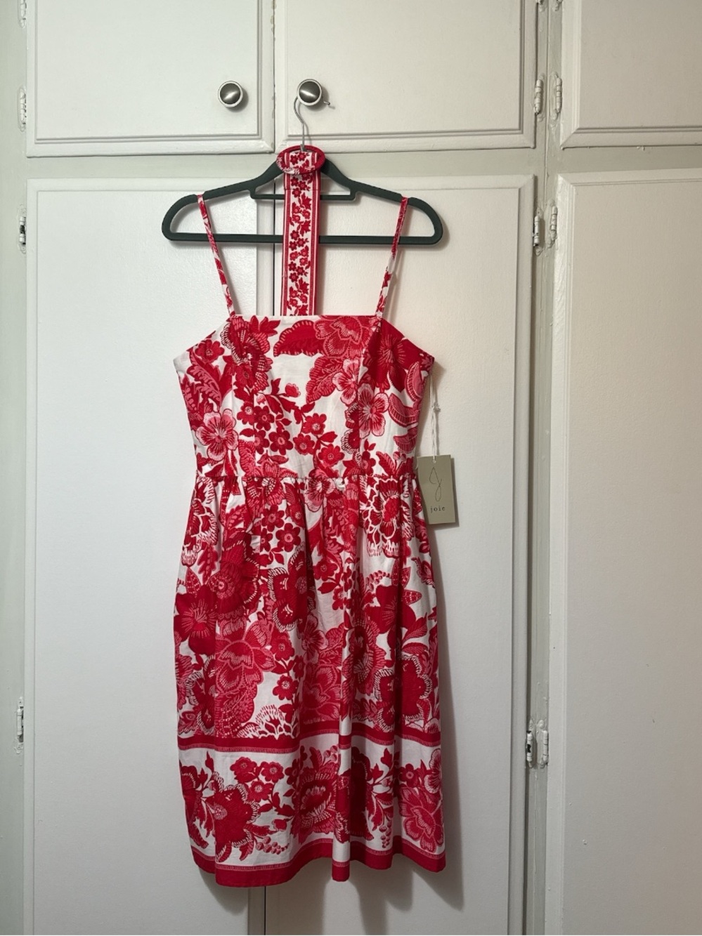 Red Floral Sundress with Belt size 6